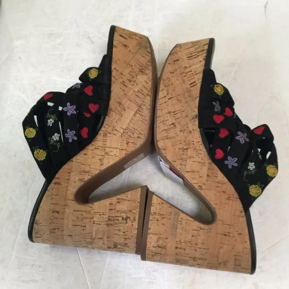 Free People NEW Lisbon Platform Heels Floral Suede Platform Mules Sandals Clog 9 - Picture 15 of 16